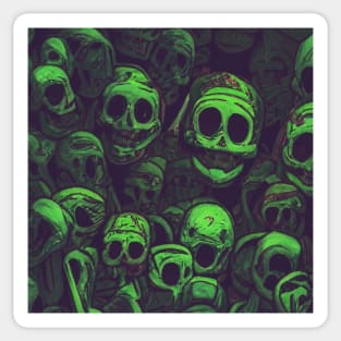 Green Skulls Demons of Paranoia Sticker